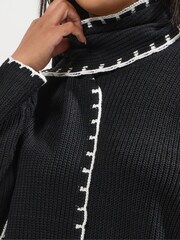 Yours Curve Black Blanket Stitch With Scarf Jumper - Image 5 of 6