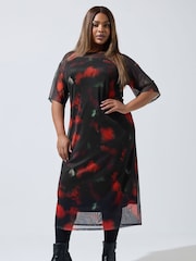 Yours Curve Limited Mesh Floral Blur Dress - Imagem 1 de 5