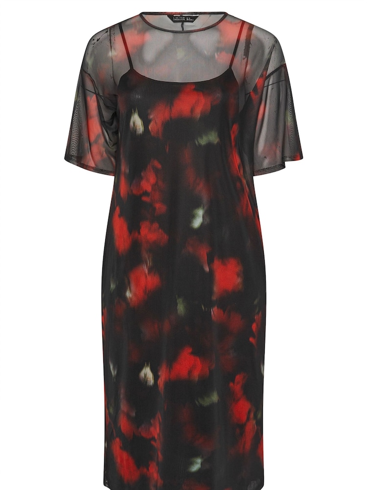 Yours Curve Limited Mesh Floral Blur Dress - Imagem 5 de 5