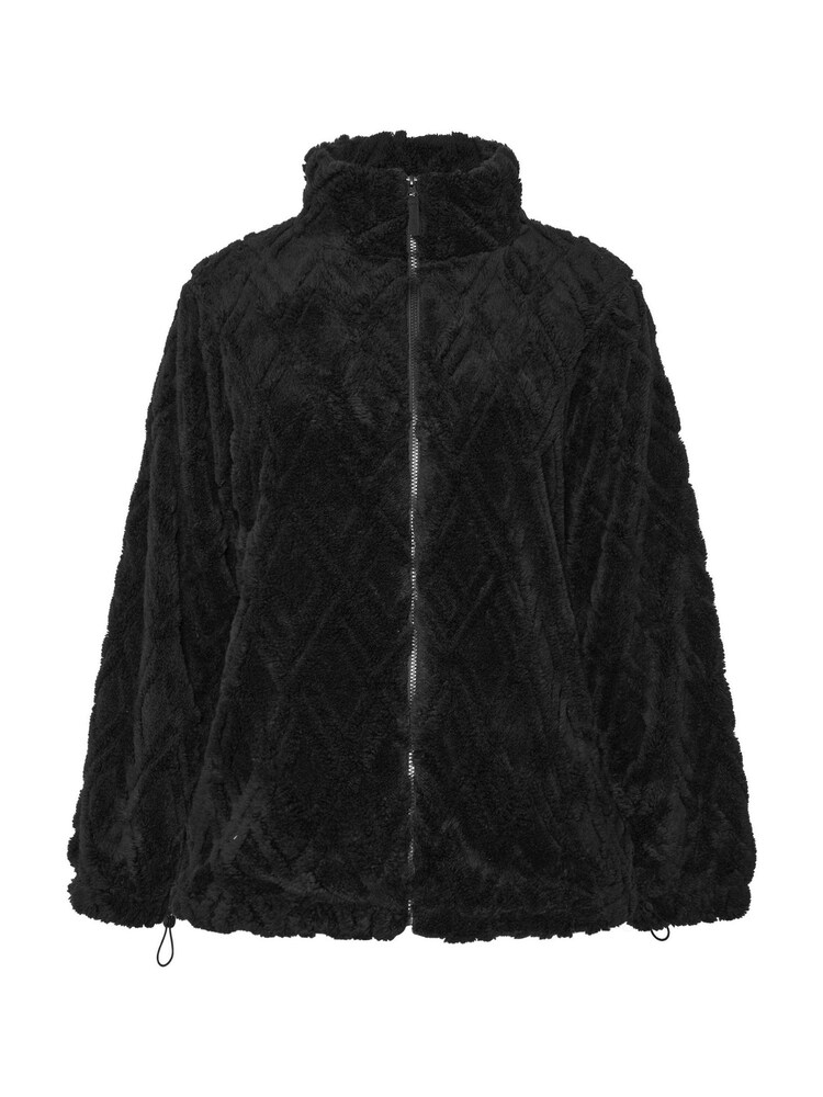 Yours Curve Black Texture Zip Through Jacket - Image 5 of 5