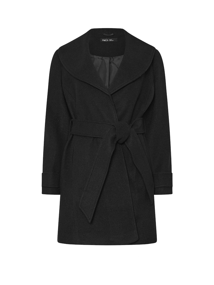 M&Co Black Short Wrap Coat - Image 5 of 5 M&Co Black Short Wrap Coat - Image 5 of 5