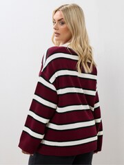 Yours Curve Rugby Collar Stripe Jumper - Imagem 3 de 5