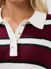 Yours Curve Rugby Collar Stripe Jumper - Imagem 4 de 5