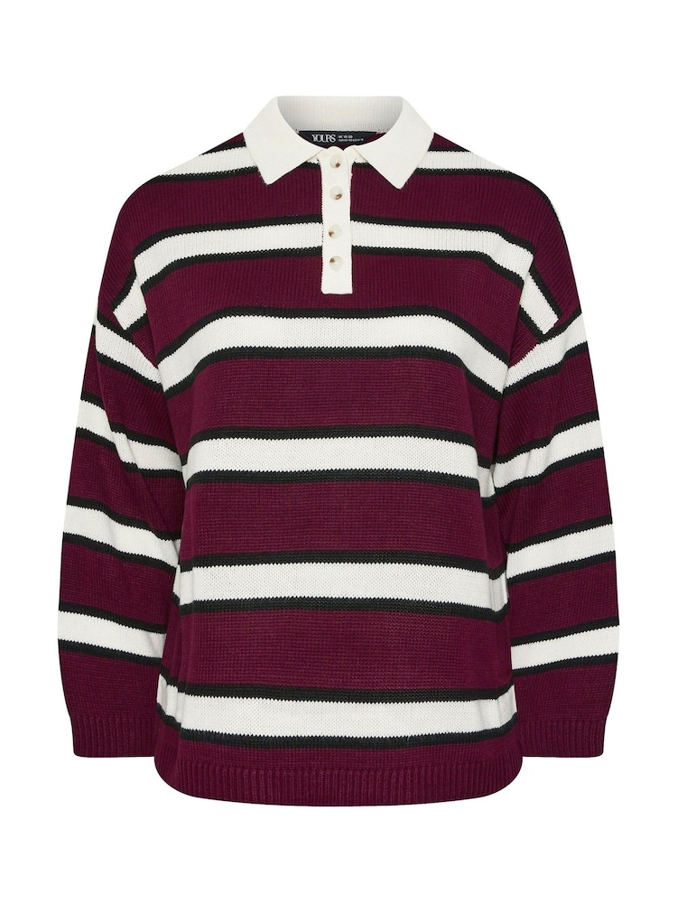 Yours Curve Rugby Collar Stripe Jumper - Imagem 5 de 5