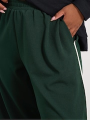 Yours Curve Green Scuba Sporty Wide Leg Trousers - Image 4 of 5