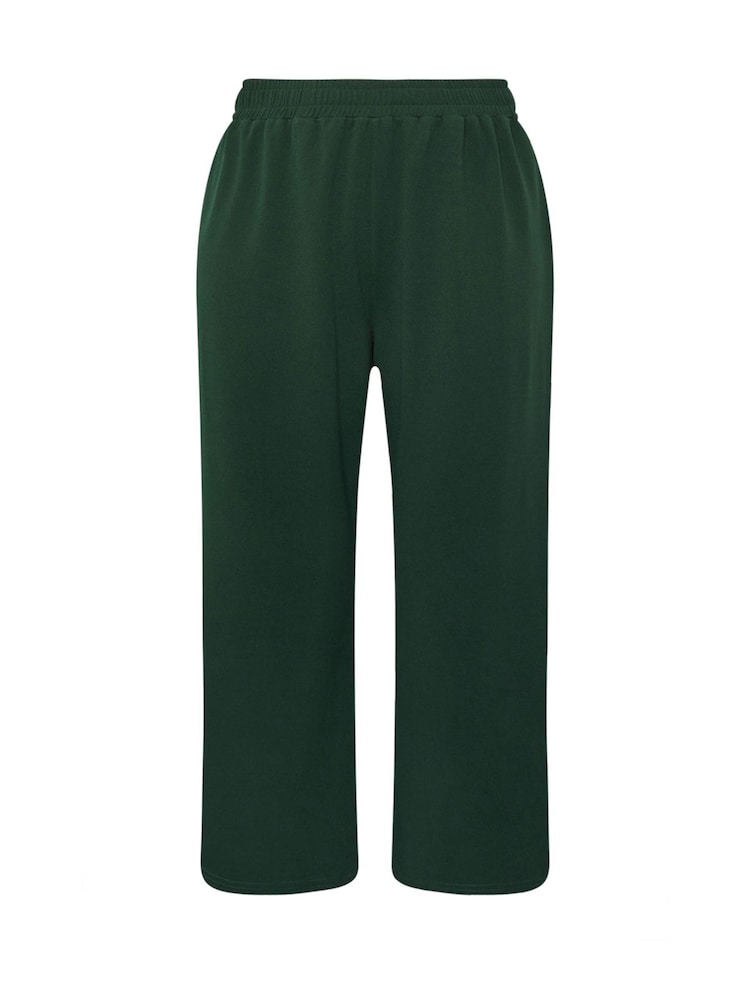 Yours Curve Green Scuba Sporty Wide Leg Trousers - Image 5 of 5