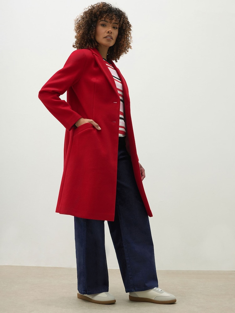 M&Co Red Single Breasted Crombie Coat - Image 2 of 4 M&Co Red Single Breasted Crombie Coat - Image 2 of 4