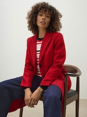 M&Co Red Single Breasted Crombie Coat - Image 3 of 4