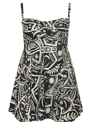 Yours Curve Black Postcard Twist Hanky Hem Tankini - Image 6 of 7