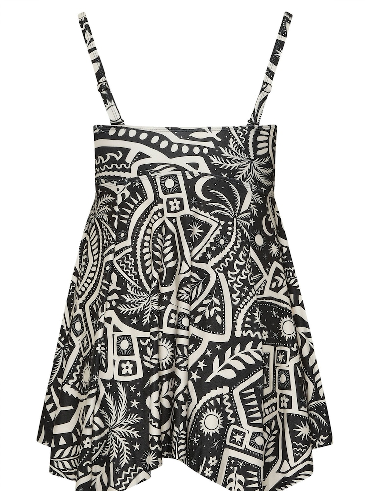 Yours Curve Black Postcard Twist Hanky Hem Tankini - Image 7 of 7 Yours Curve Black Postcard Twist Hanky Hem Tankini - Image 7 of 7