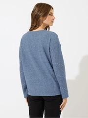 M&Co Blue Pearl Studded Jumper - Image 3 of 5