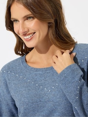 M&Co Blue Pearl Studded Jumper - Image 4 of 5