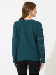 M&Co Green Sequin Stripe Jumper - Image 3 of 5