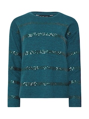 M&Co Green Sequin Stripe Jumper - Image 5 of 5