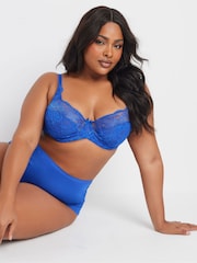 Yours Curve Blue Stretch Lace Underwired Bra - Image 1 of 6