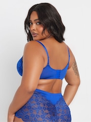 Yours Curve Blue Stretch Lace Underwired Bra - Image 3 of 6