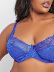 Yours Curve Blue Stretch Lace Underwired Bra - Image 4 of 6