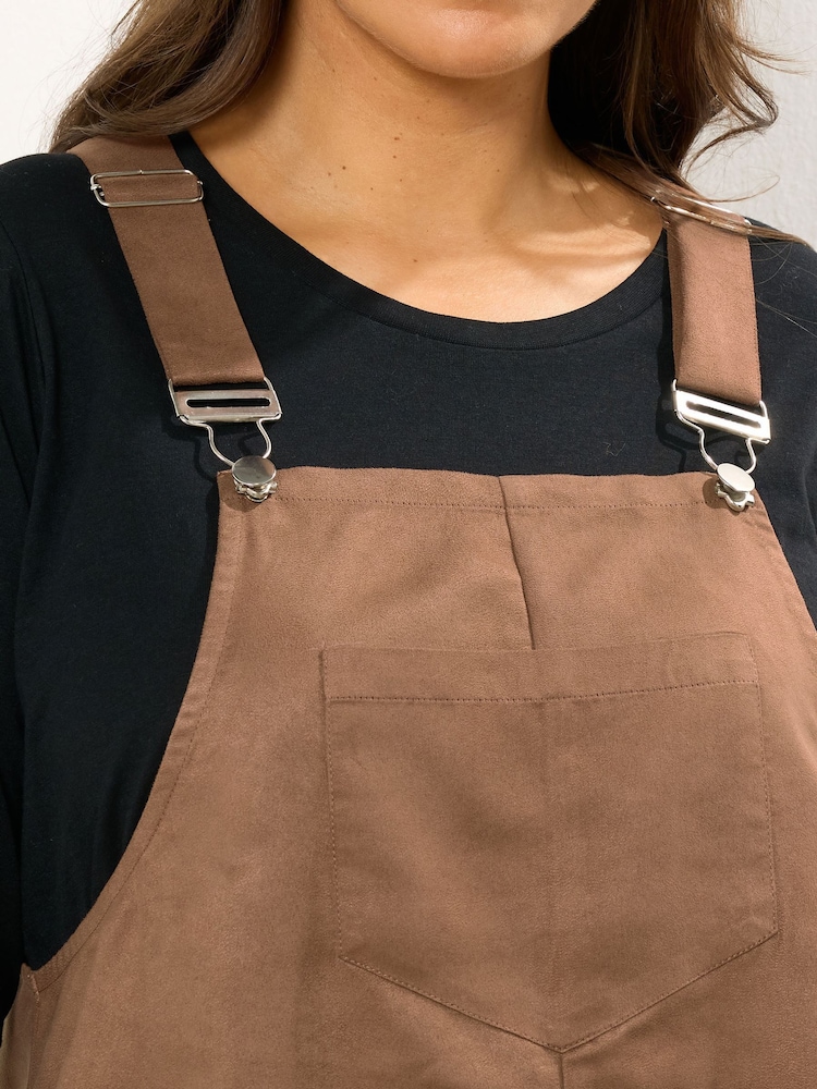 knee length dresses for ladies Brown Velvet Pinafore Dress – Button Front & Layered Look – Vintage  Aesthetic Outfit main image 0