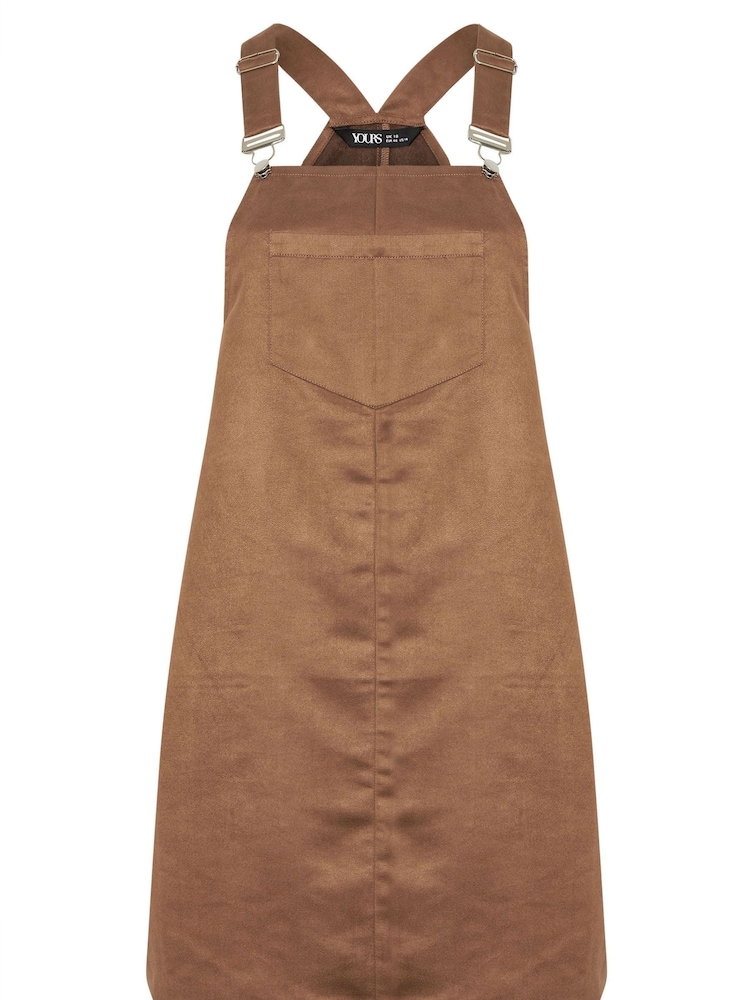 Yours Curve Brown Suede Pinafore Dress - Image 5 of 5 Yours Curve Brown Suede Pinafore Dress - Image 5 of 5