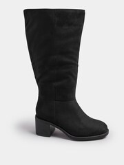 Yours Curve Black Wide Fit Block Heel Knee High Boots - Image 2 of 5