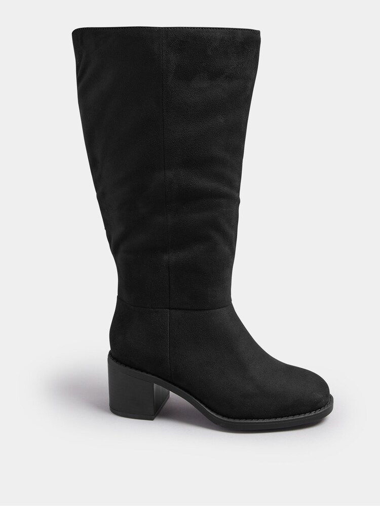 Yours Curve Black Wide Fit Block Heel Knee High Boots - Image 2 of 5