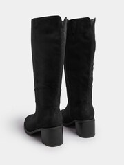 Yours Curve Black Wide Fit Block Heel Knee High Boots - Image 4 of 5