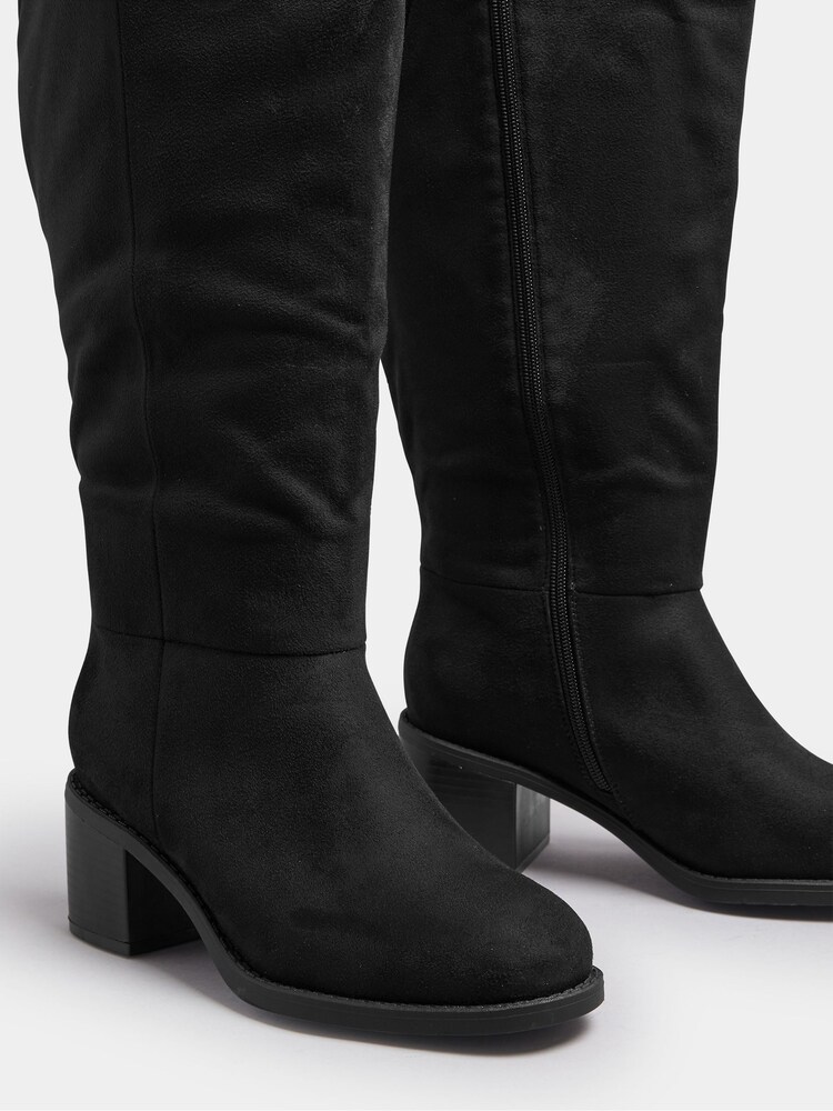 Yours Curve Black Wide Fit Block Heel Knee High Boots - Image 5 of 5