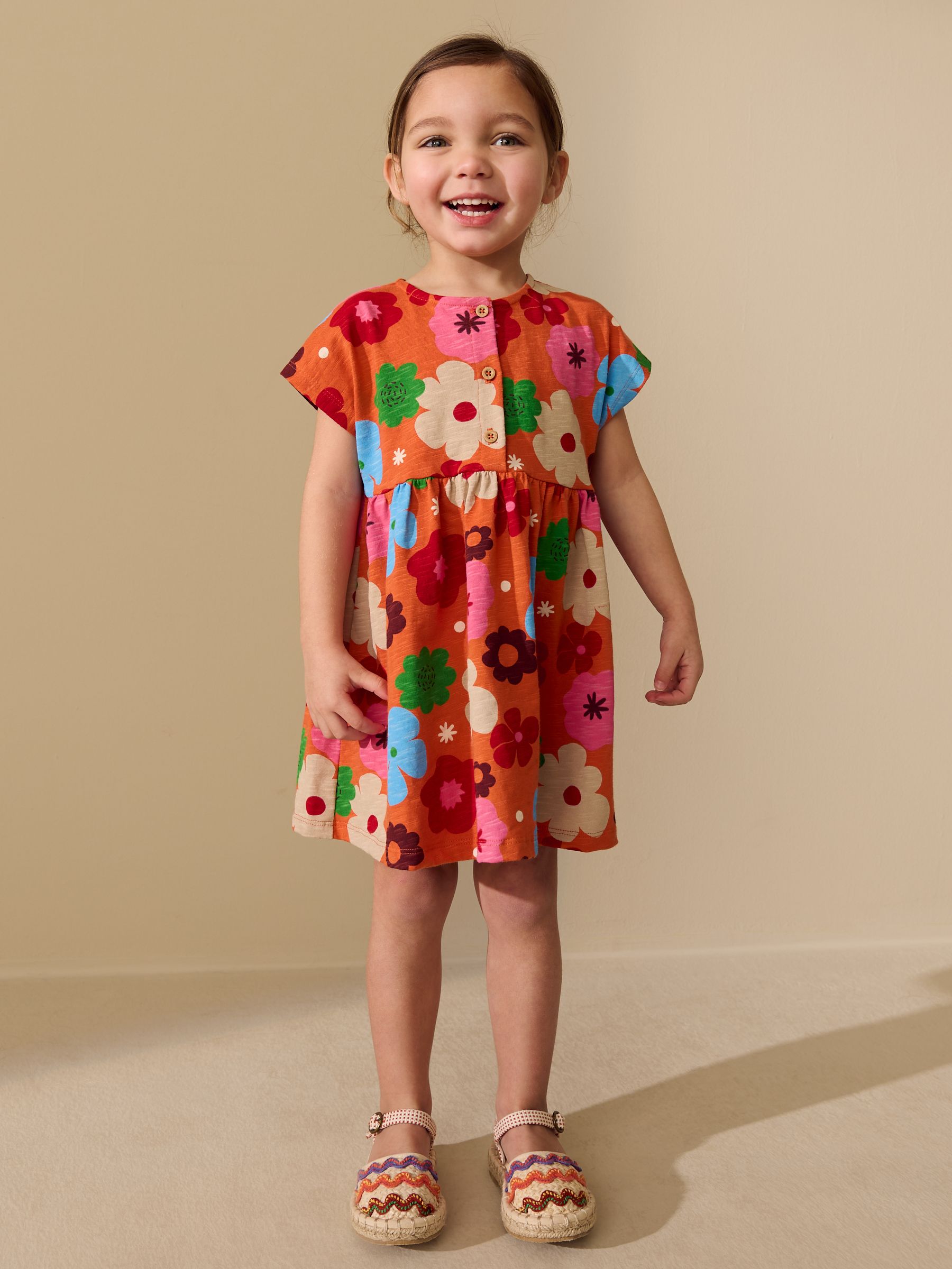 Buy Orange Floral Jersey Dress (3mths-7yrs) from Next USA