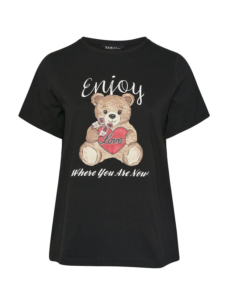 Yours Curve Black Placement Set In Sleeve T-Shirt - Image 5 of 5 Yours Curve Black Placement Set In Sleeve T-Shirt - Image 5 of 5