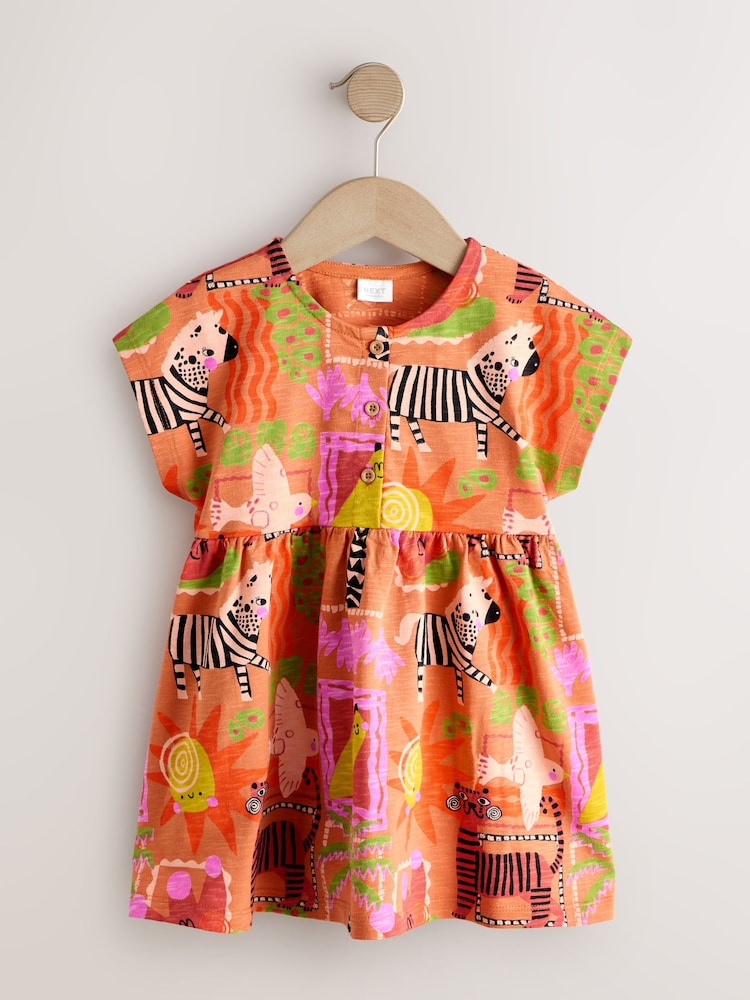 Orange Zebra Jersey Dress (3mths-7yrs) - Image 1 of 4