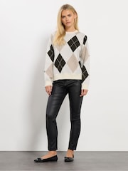 M&Co Natural Petite Argyle Jumper - Image 4 of 6