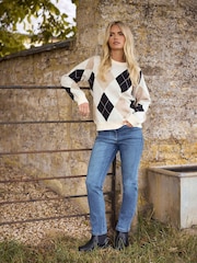 M&Co Natural Petite Argyle Jumper - Image 5 of 6