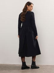 Yours Curve Black Ribbed Mix Midaxi Dress - Image 3 of 6