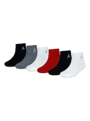 Jordan Gym Red Black Everyday Essentials Ankle Socks 6 Pack - Image 1 of 4