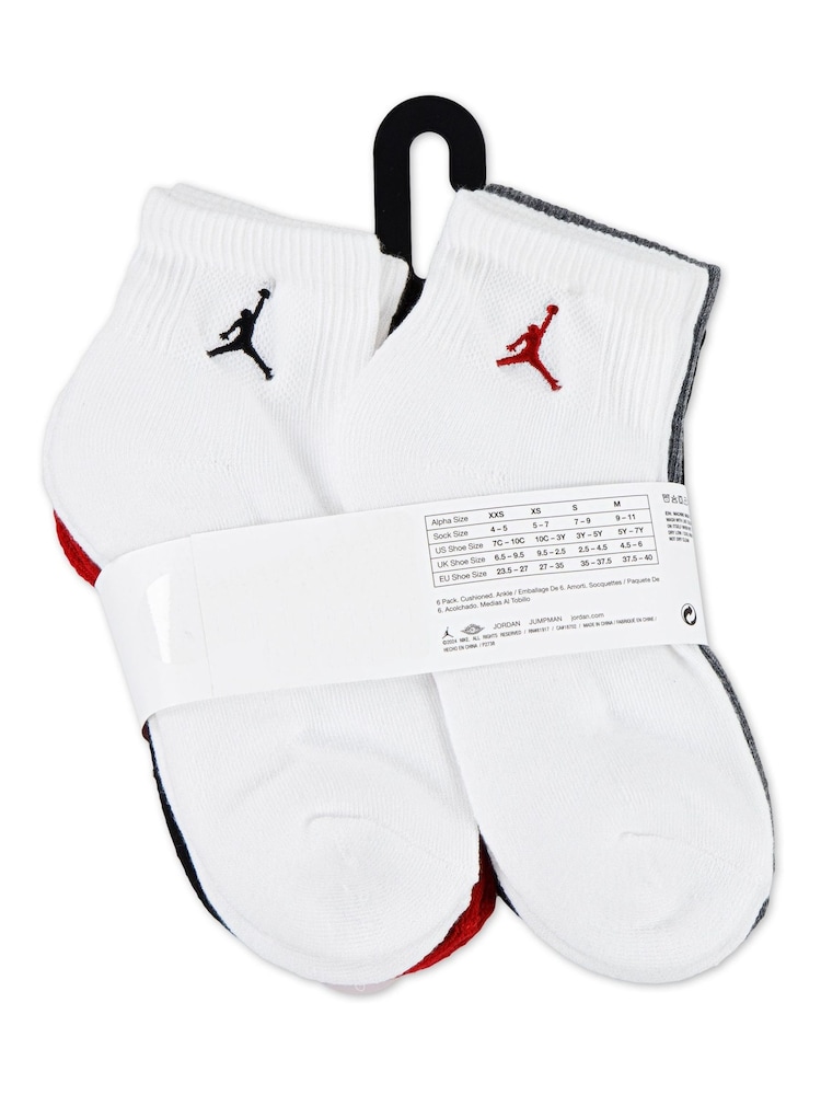 Jordan Gym Red Black Everyday Essentials Ankle Socks 6 Pack - Image 4 of 4