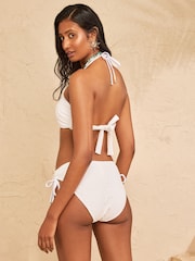 Love & Roses White Bandeau Bandeau Textured Sun Trim Bikini Top - Image 5 of 5