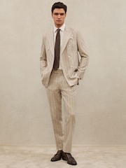 Atelier Oatmeal Brown Vermentino Suit Trousers - Image 1 of 7