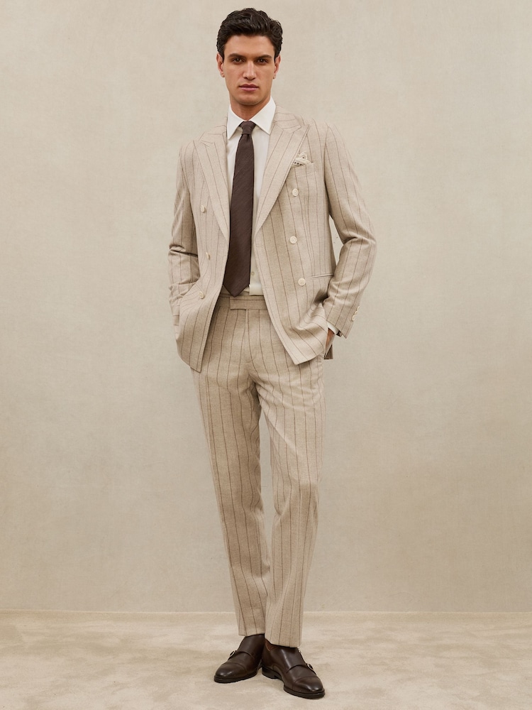 Atelier Oatmeal Brown Vermentino Suit Trousers - Image 1 of 7