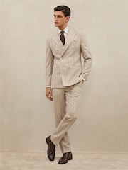 Atelier Oatmeal Brown Vermentino Suit Trousers - Image 5 of 7