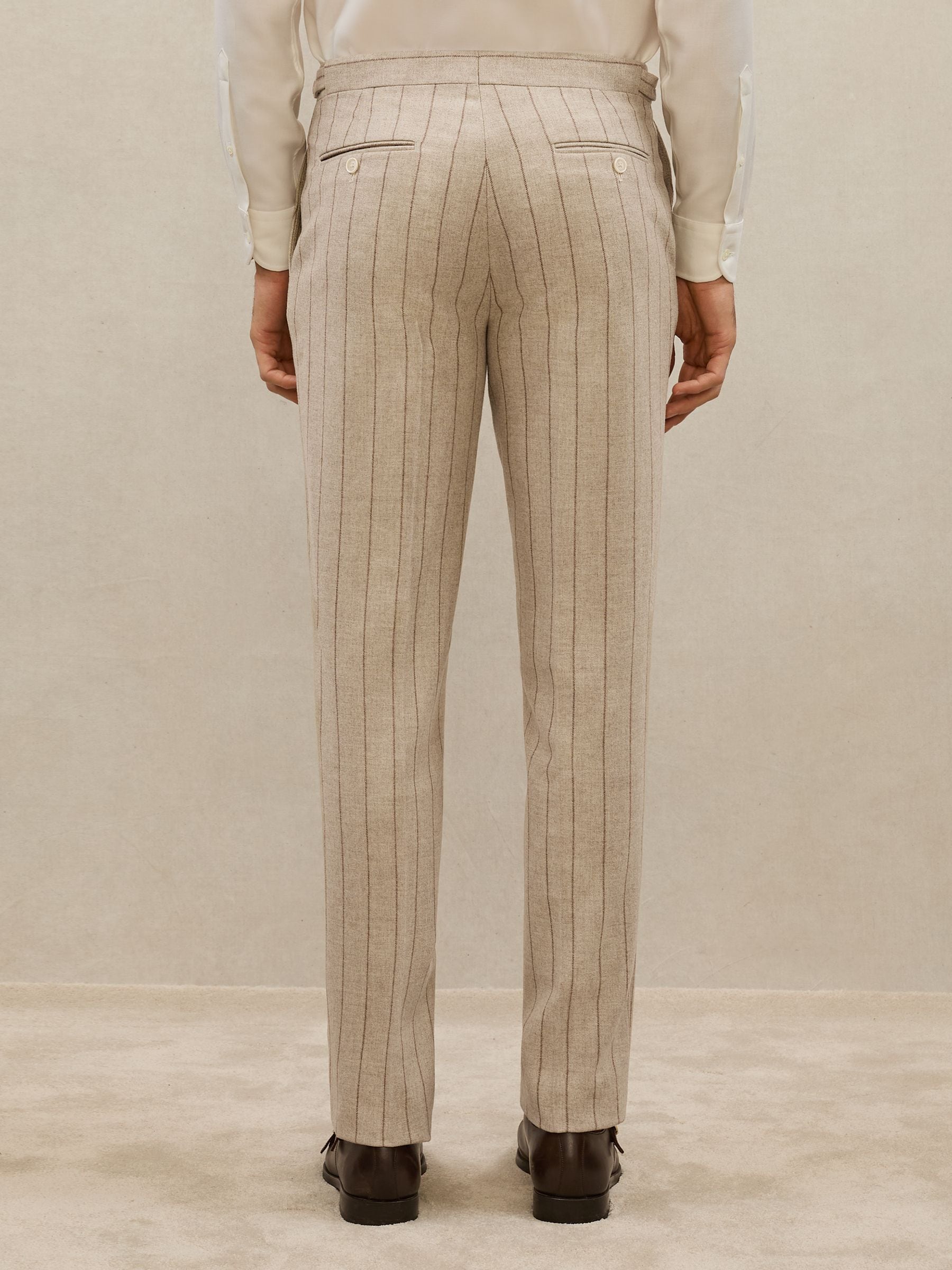 Buy Atelier Oatmeal Brown Vermentino Atelier Wool Pinstripe Suit