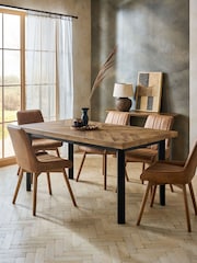 Dark Natural Bronx Luxe Fixed 6 Seater Dining Table - Image 1 of 4