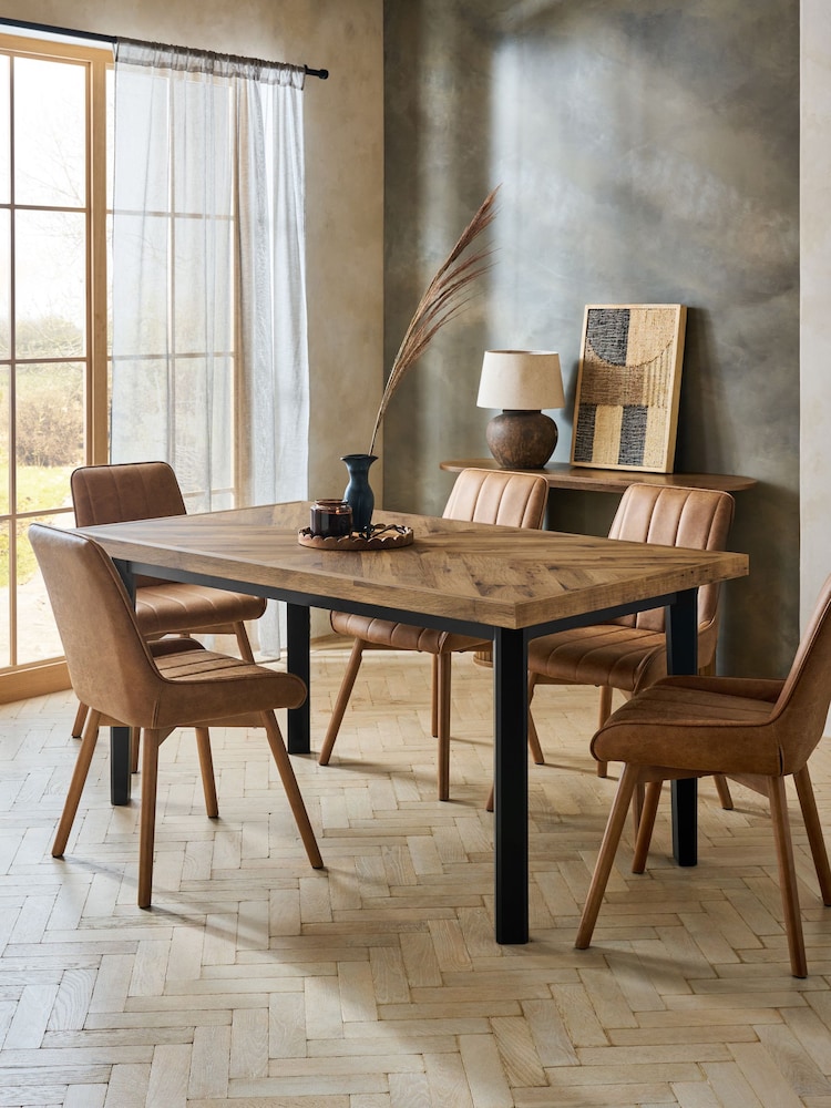 Dark Natural Bronx Luxe Fixed 6 Seater Dining Table - Image 1 of 4