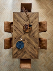 Dark Natural Bronx Luxe Fixed 6 Seater Dining Table - Image 2 of 4