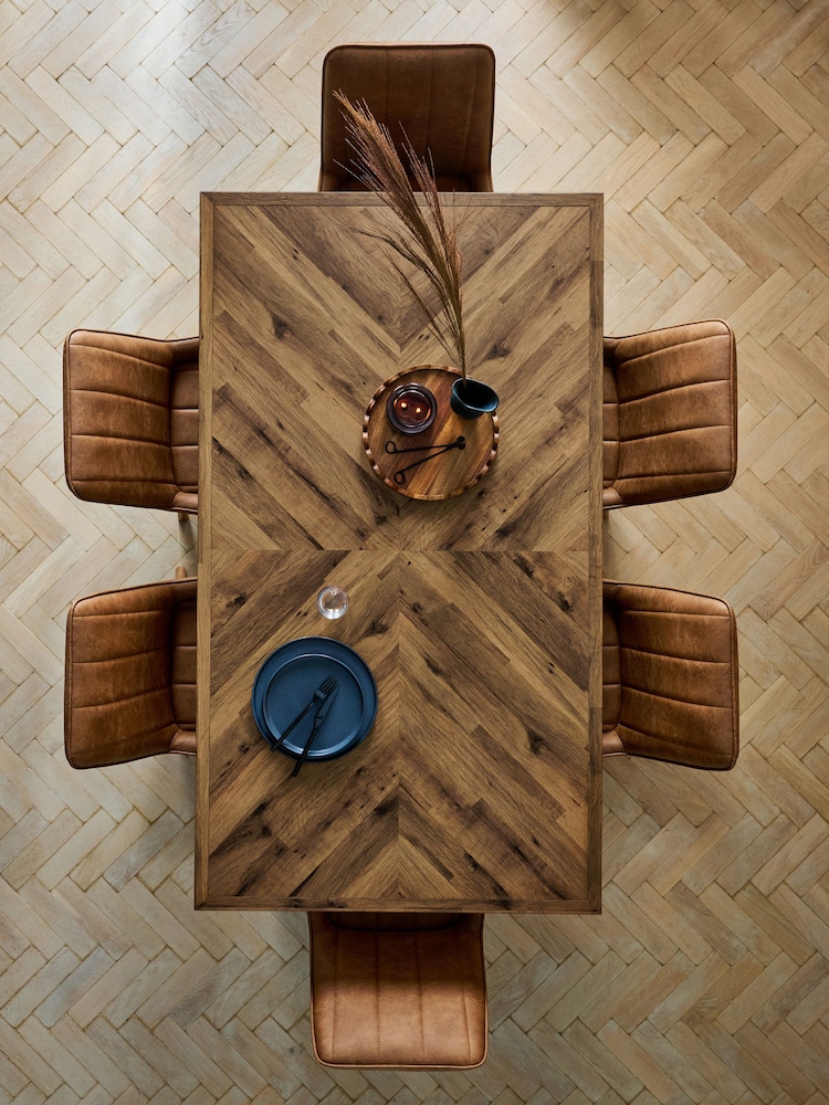 Dark Natural Bronx Luxe Fixed 6 Seater Dining Table - Image 2 of 4