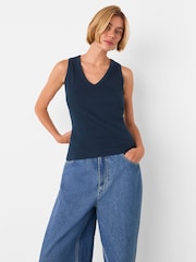 Whistles Blue Ellis V-Neck Jersey Vest - Image 1 of 5
