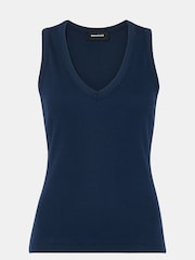 Whistles Blue Ellis V-Neck Jersey Vest - Image 5 of 5