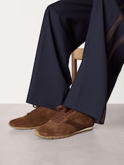 Whistles Brown Soft Suede Unlined Sneakers - Image 1 of 4