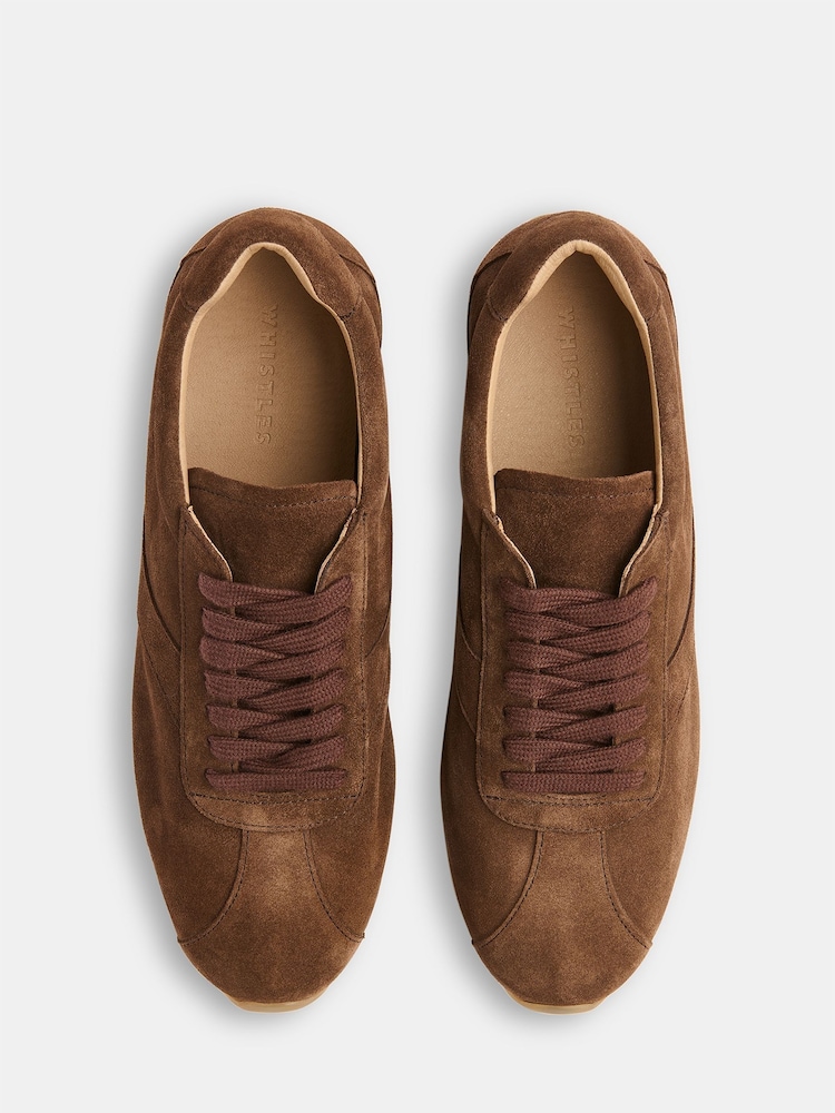 Whistles Brown Soft Suede Unlined Sneakers - Image 4 of 4