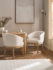 Set of 2 Soft Twill Oyster Hartwell Dining Chairs - Image 1 of 8