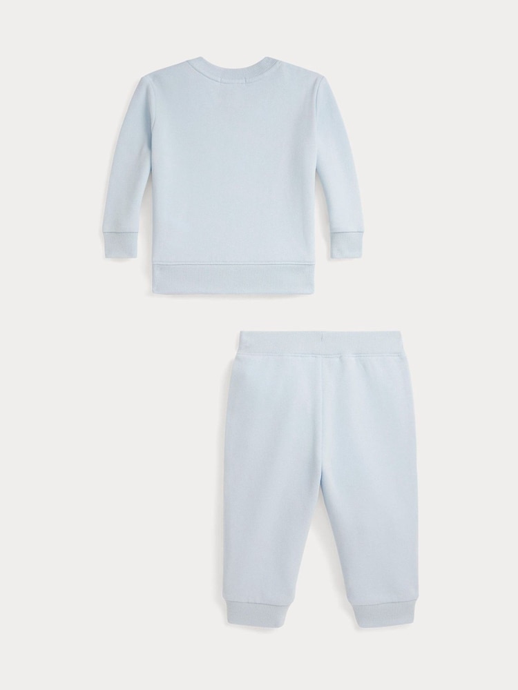 Polo Ralph Lauren Blue Baby Bear Graphic Jersey Sweatshirt & Joggers Set - Image 2 of 3 Polo Ralph Lauren Blue Baby Bear Graphic Jersey Sweatshirt & Joggers Set - Image 2 of 3